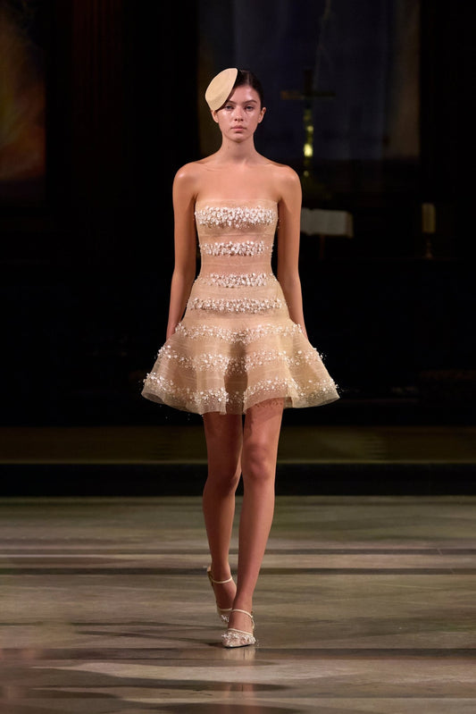 Nude 3D Floral Skater Dress - Montsand