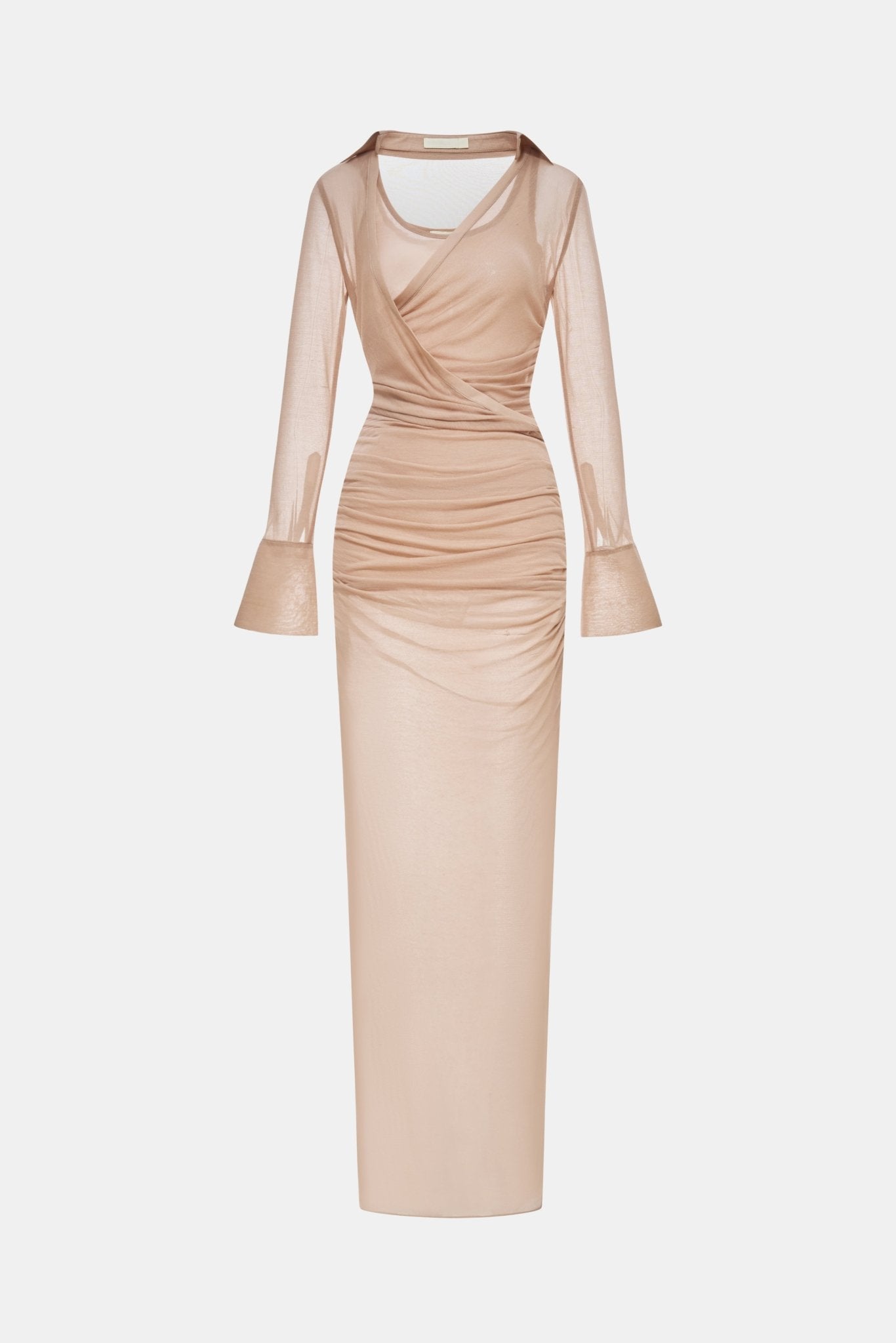 Nude Draped Ruched Jersey Dress Nude Draped Ruched Jersey Dress