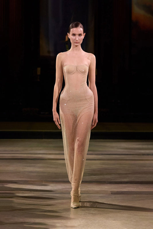Nude Embellished Dress - Montsand