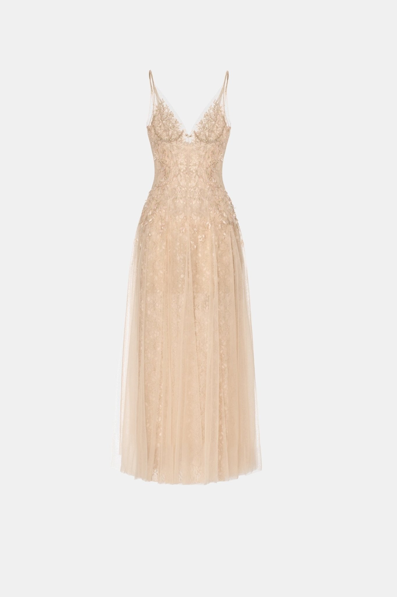 Pastel Deep-V Midi Dress - XS Pastel Deep-V Midi Dress - XS