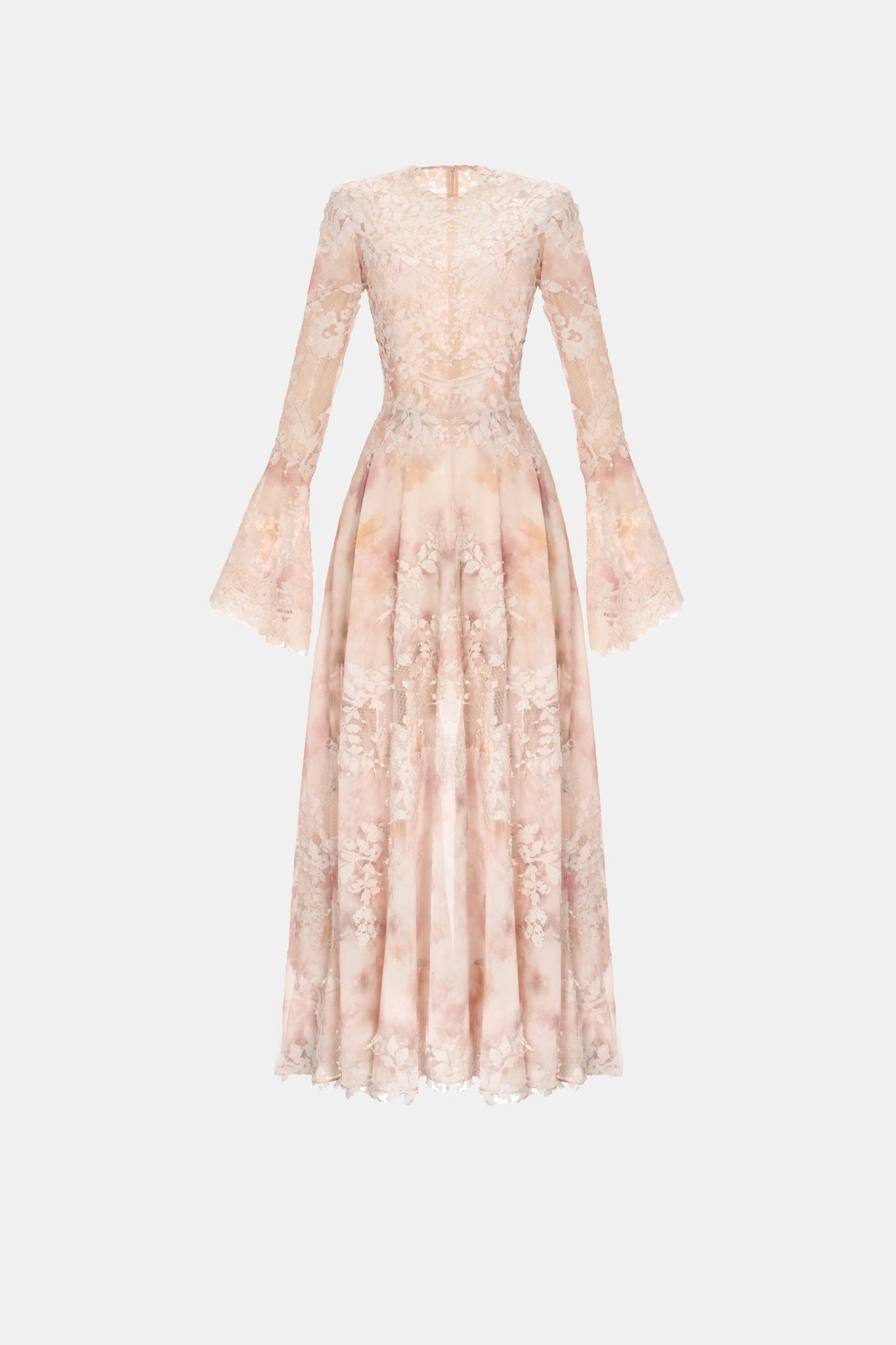 Peach Lace Appliqu Midi Dress Montsand Peach Lace Appliqu Midi Dress Montsand