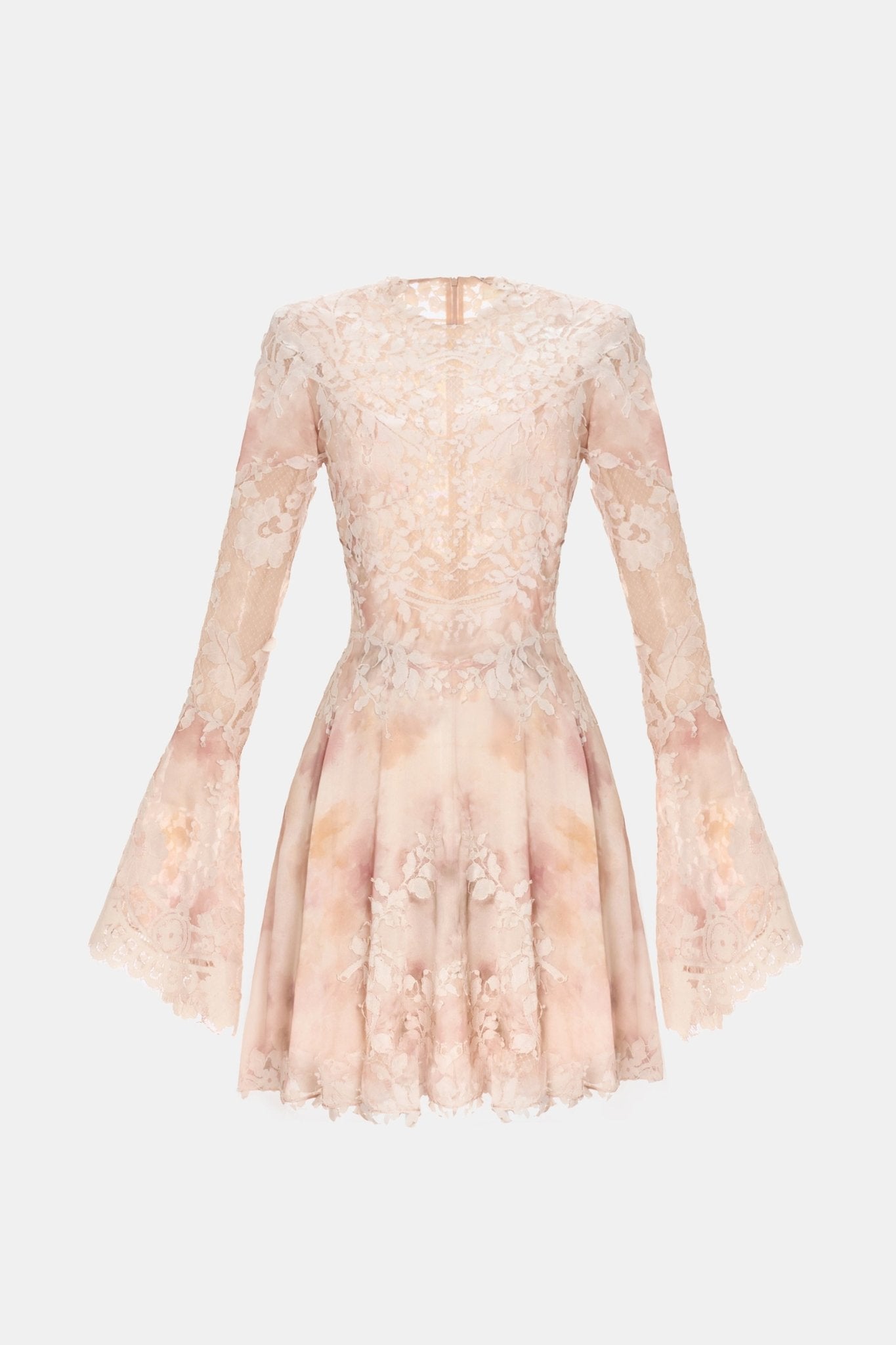 Peach Lace Appliqu Mini Dress - M Peach Lace Appliqu Mini Dress - M