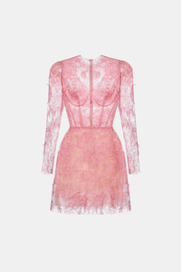 Pink Beaded Lace Mini Dress - Montsand