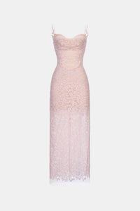 Pink Lace Midi Dress - Montsand