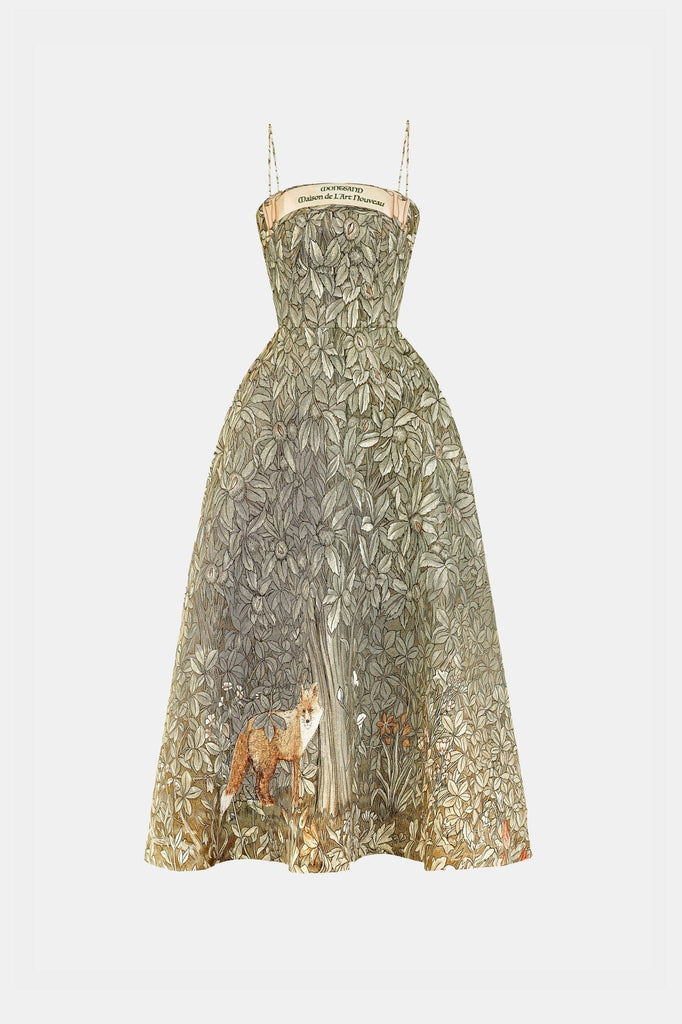 Sunflower printedMidi dress カラーforest(M) Sunflower-Printed Midi Dress forest