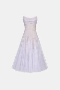 Violet Draped Lace Midi Dress - Montsand