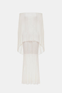 White Off - Shoulder Pleated Maxi Dress - Montsand