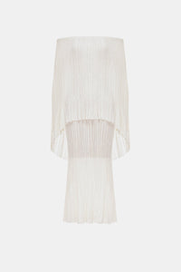 White Off - Shoulder Pleated Midi Dress - Montsand