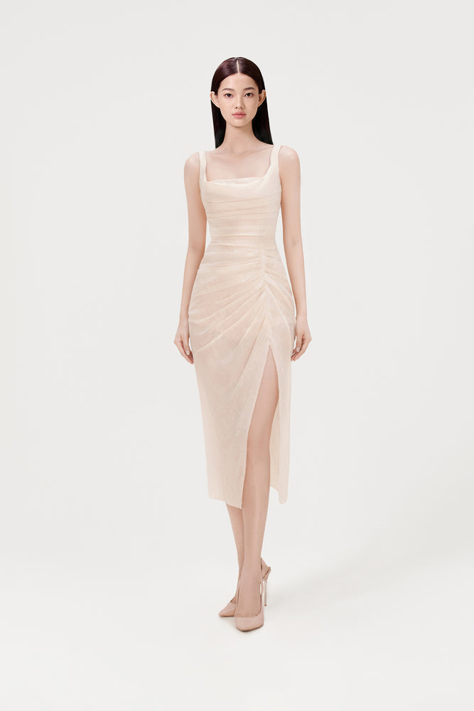 Organza Linen Draped Dress