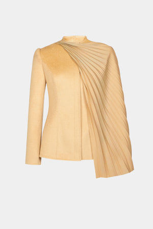 Camel Pleat Cape Jacket