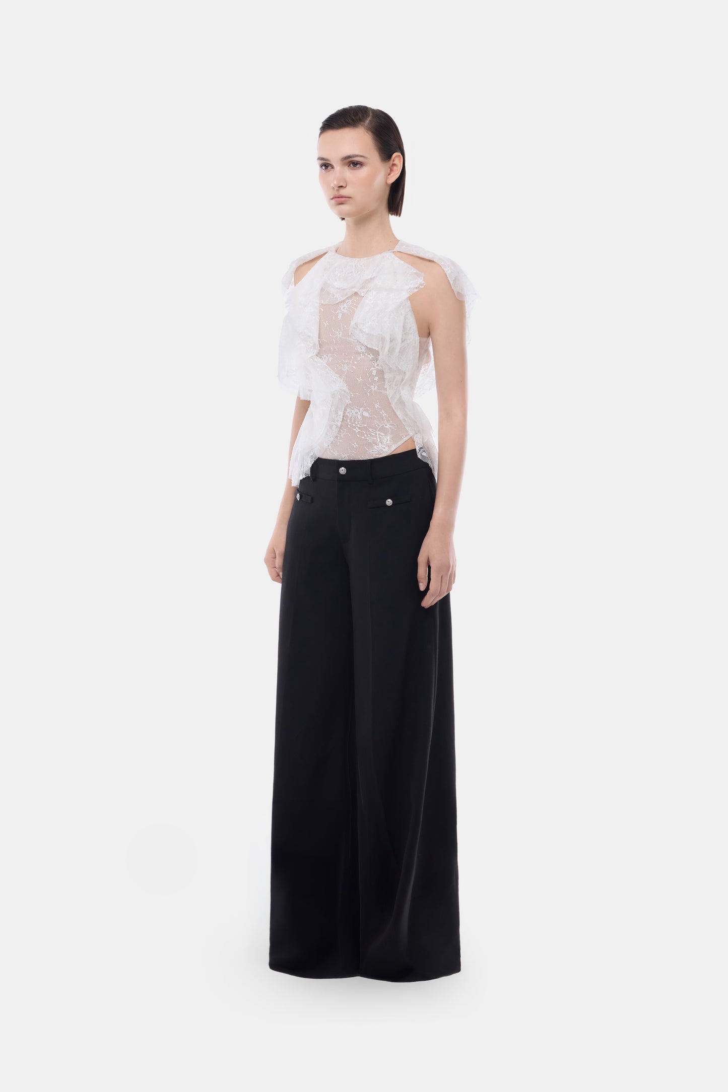 Ivory Lace Flounce Top