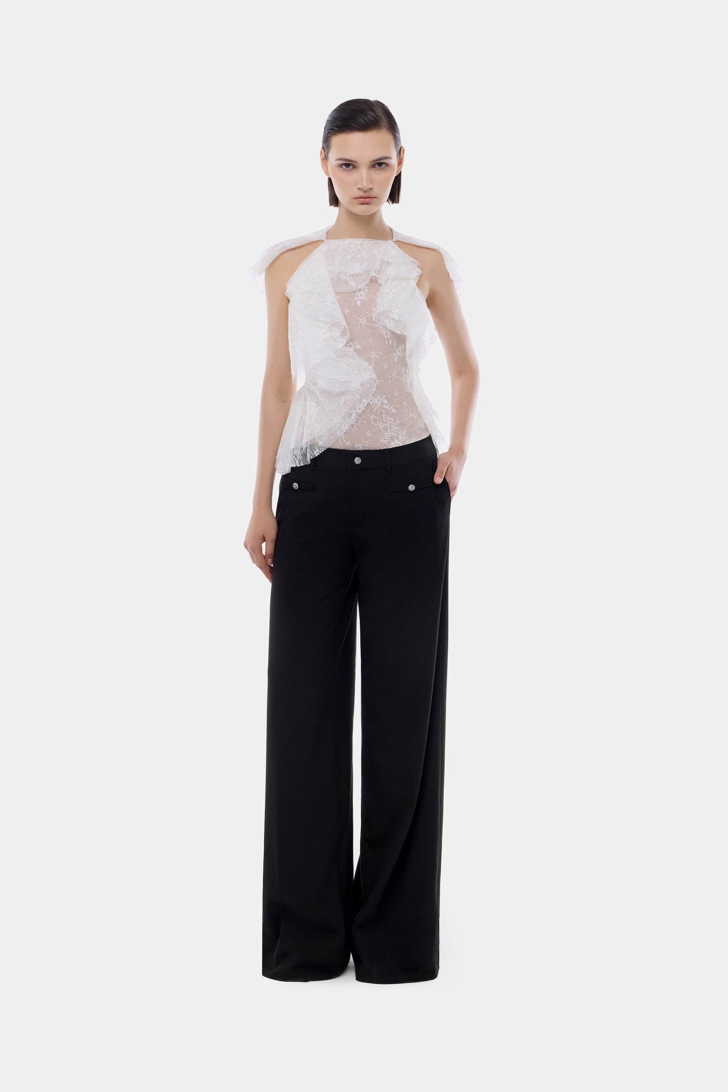 Ivory Lace Flounce Top