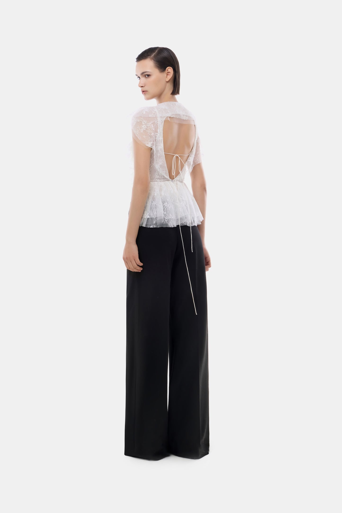 Ivory Lace Flounce Top