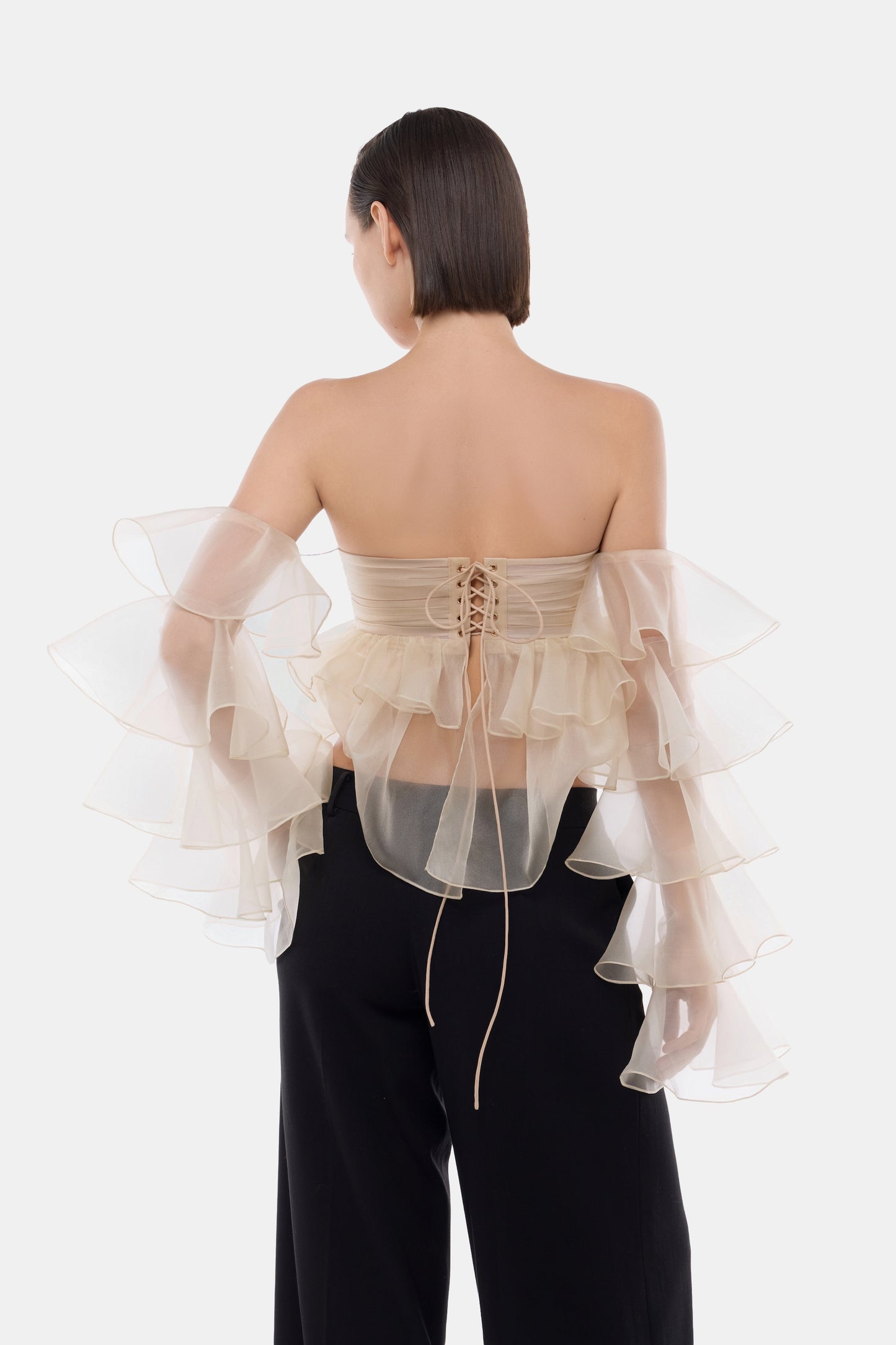 Ivory Frill Organza Crop Top