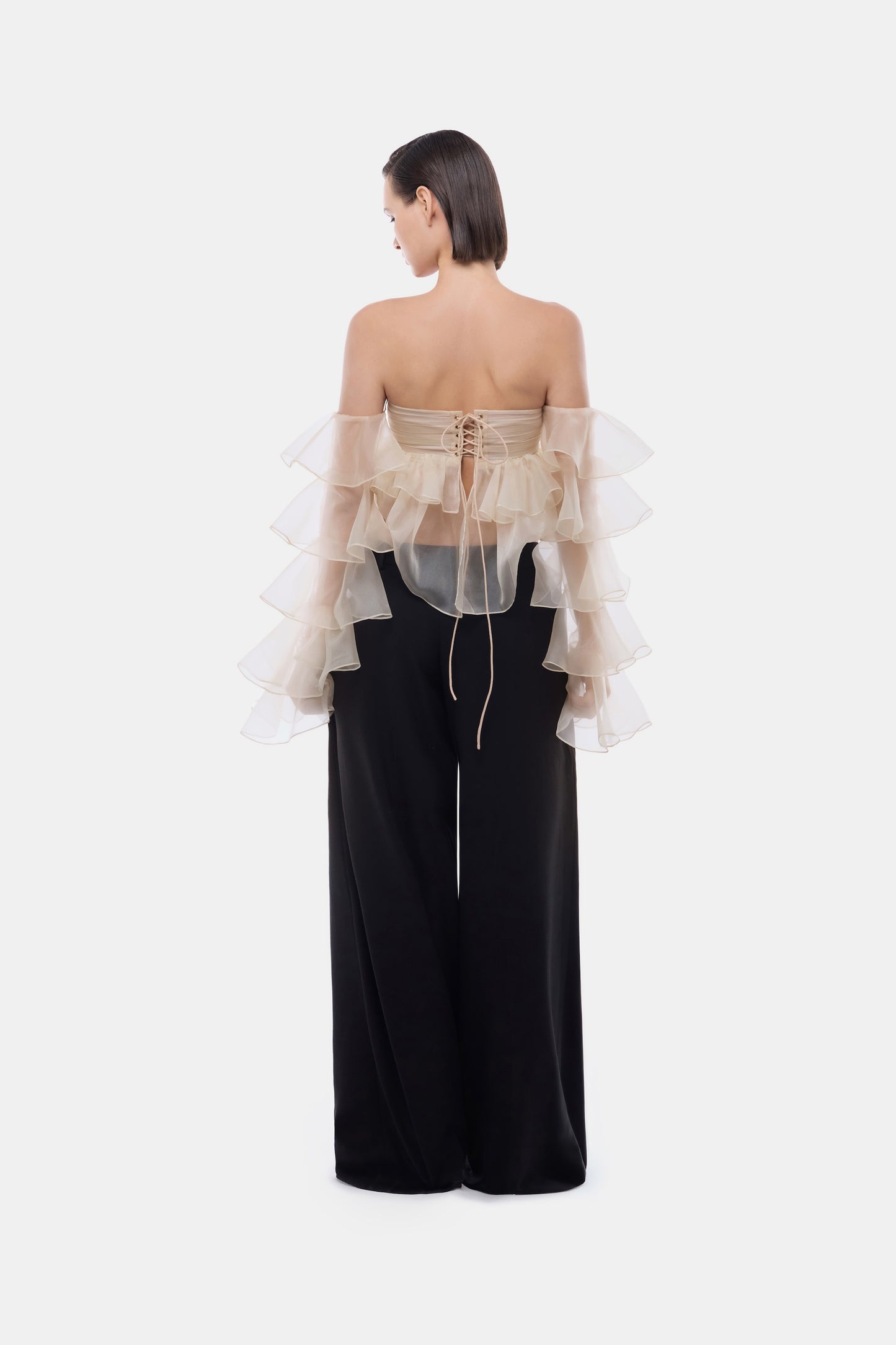 Ivory Frill Organza Crop Top