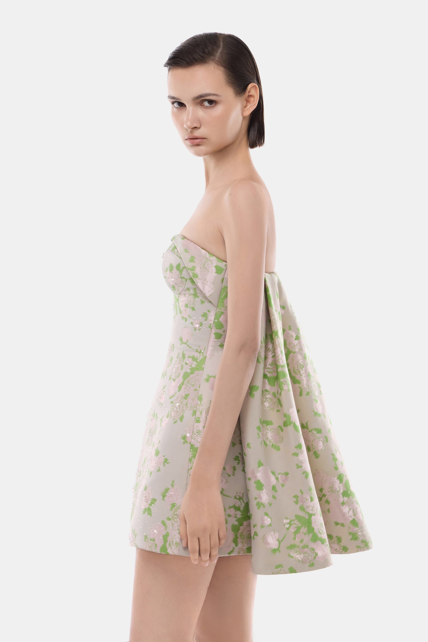 Pastel Corsetry Detachable Cape Mini Dress