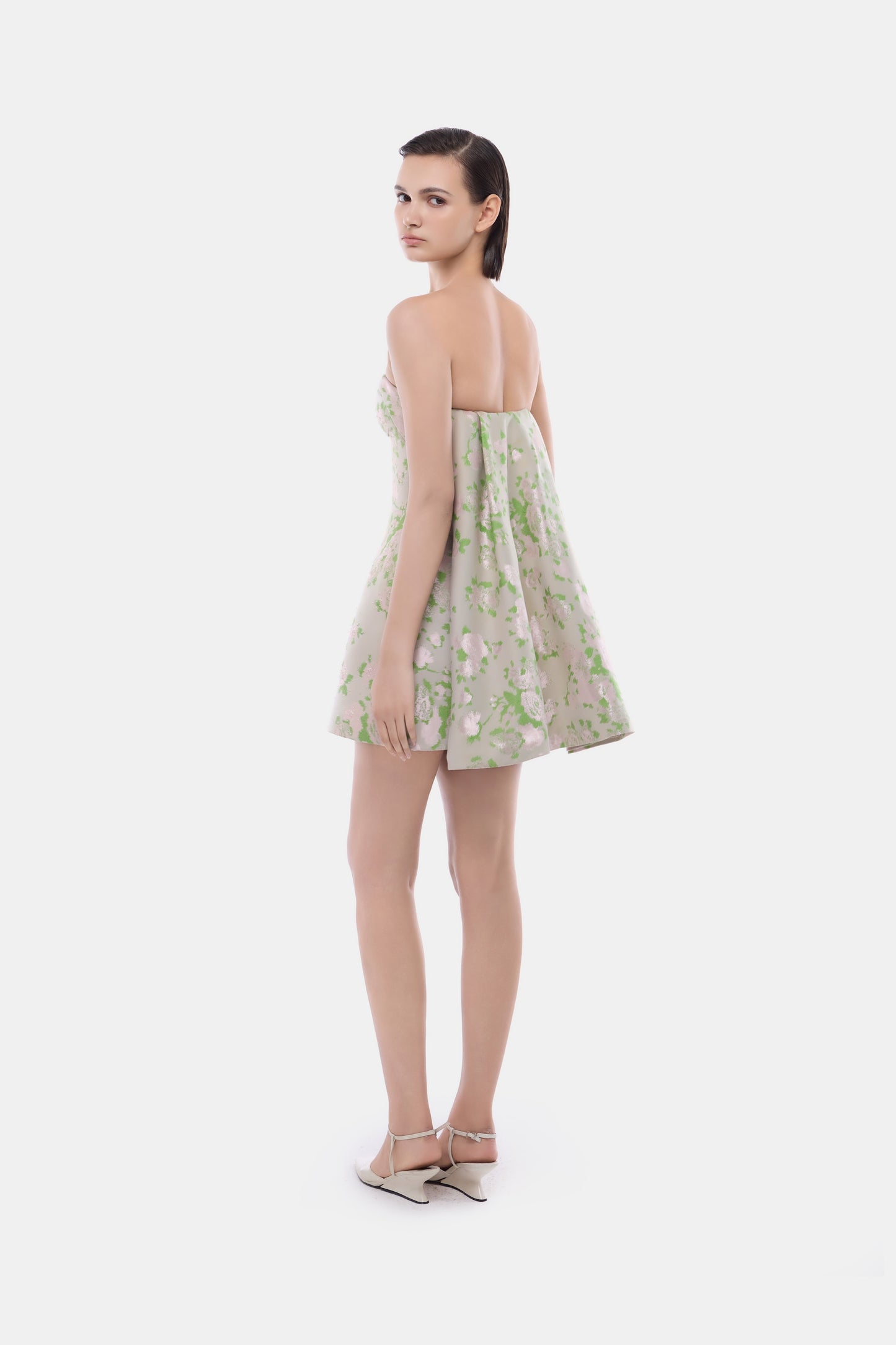 Pastel Corsetry Detachable Cape Mini Dress