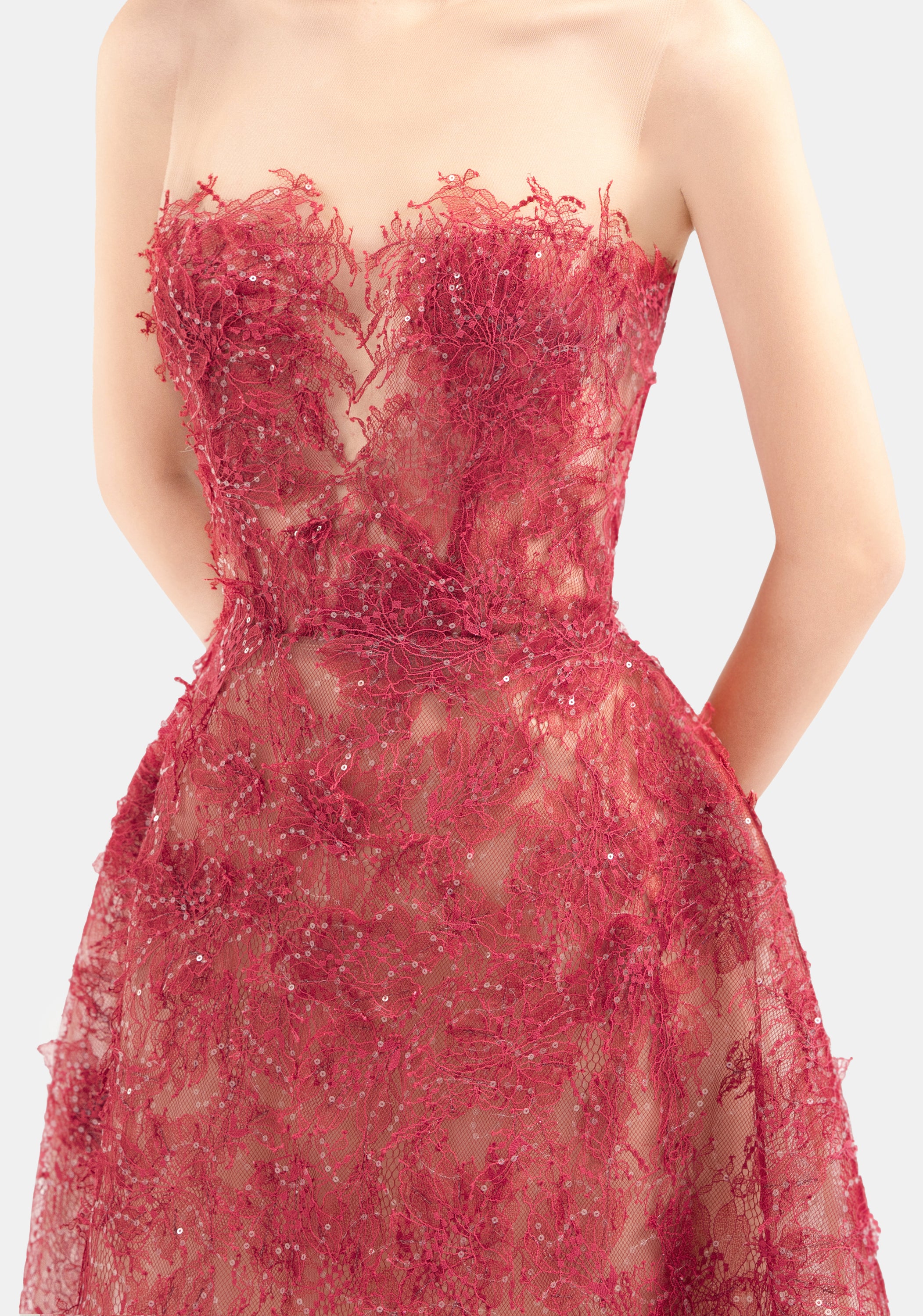 Red Beaded Lace Dress – Montsand