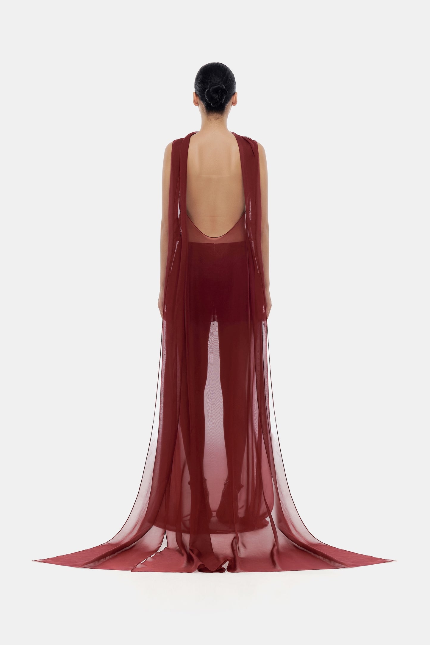 Burgundy Chiffon Dress