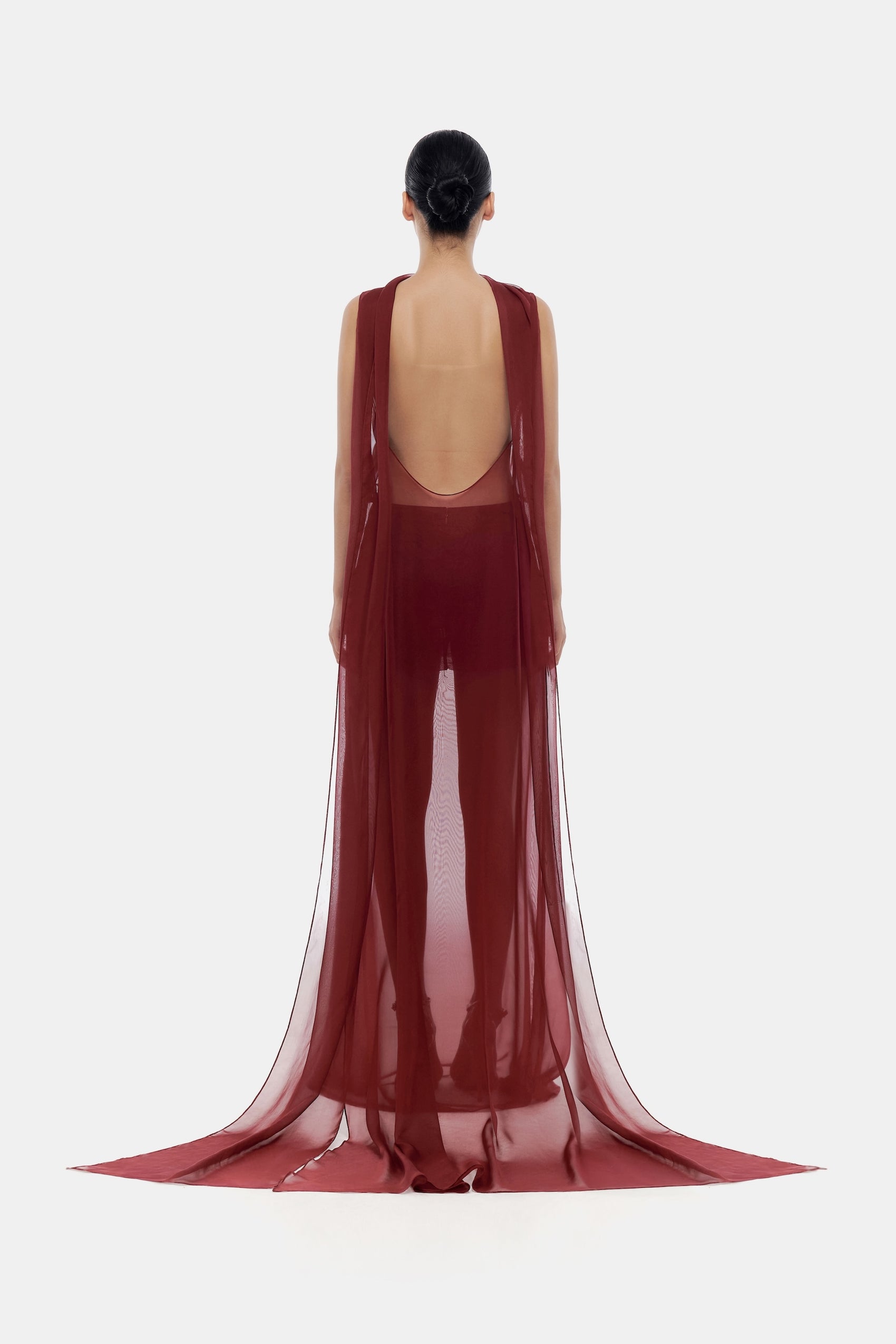 Burgundy Chiffon Dress