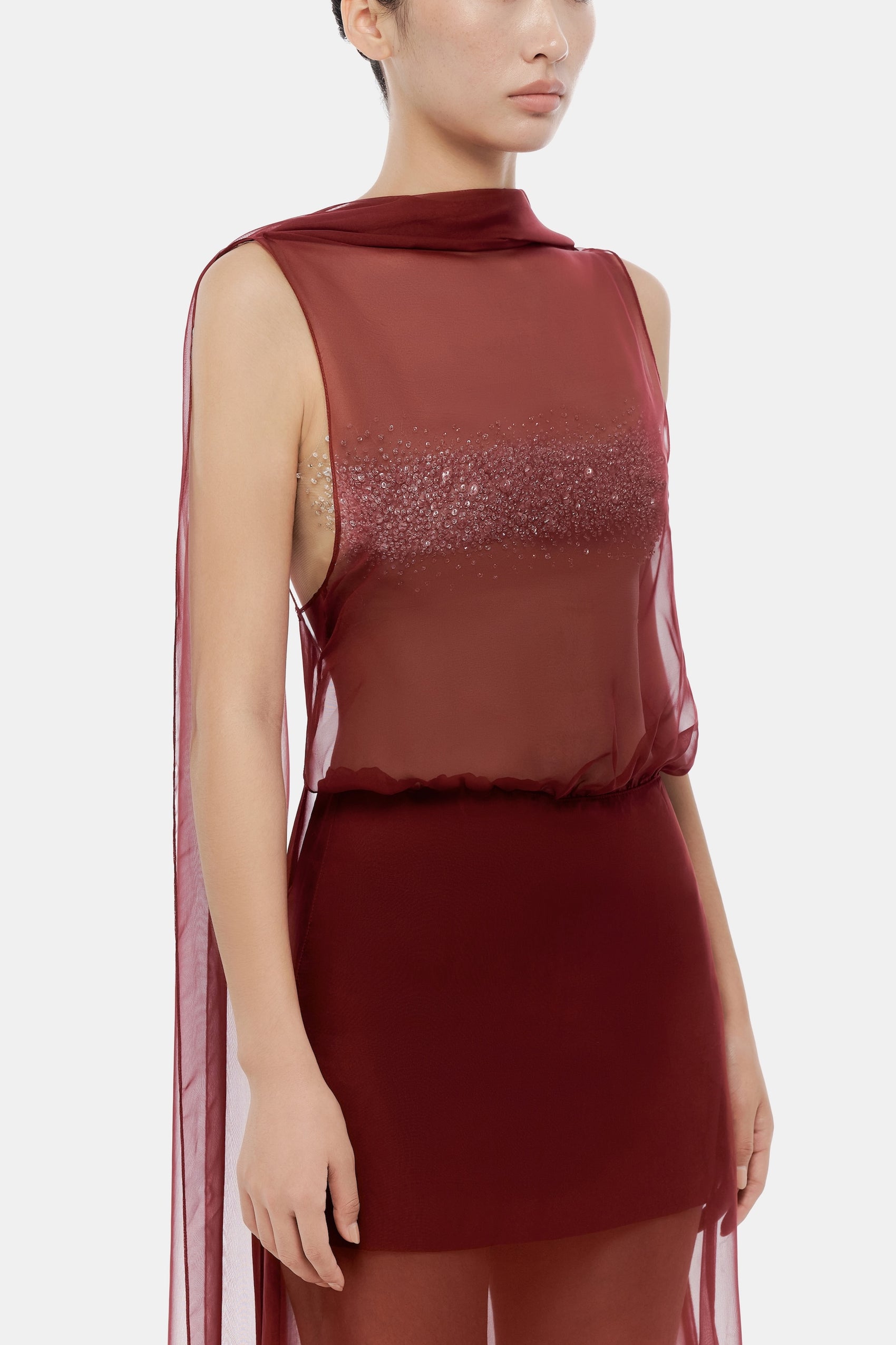 Burgundy Chiffon Dress