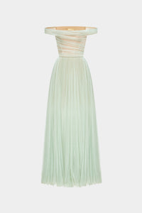 Mint Off-shoulder Maxi Dress