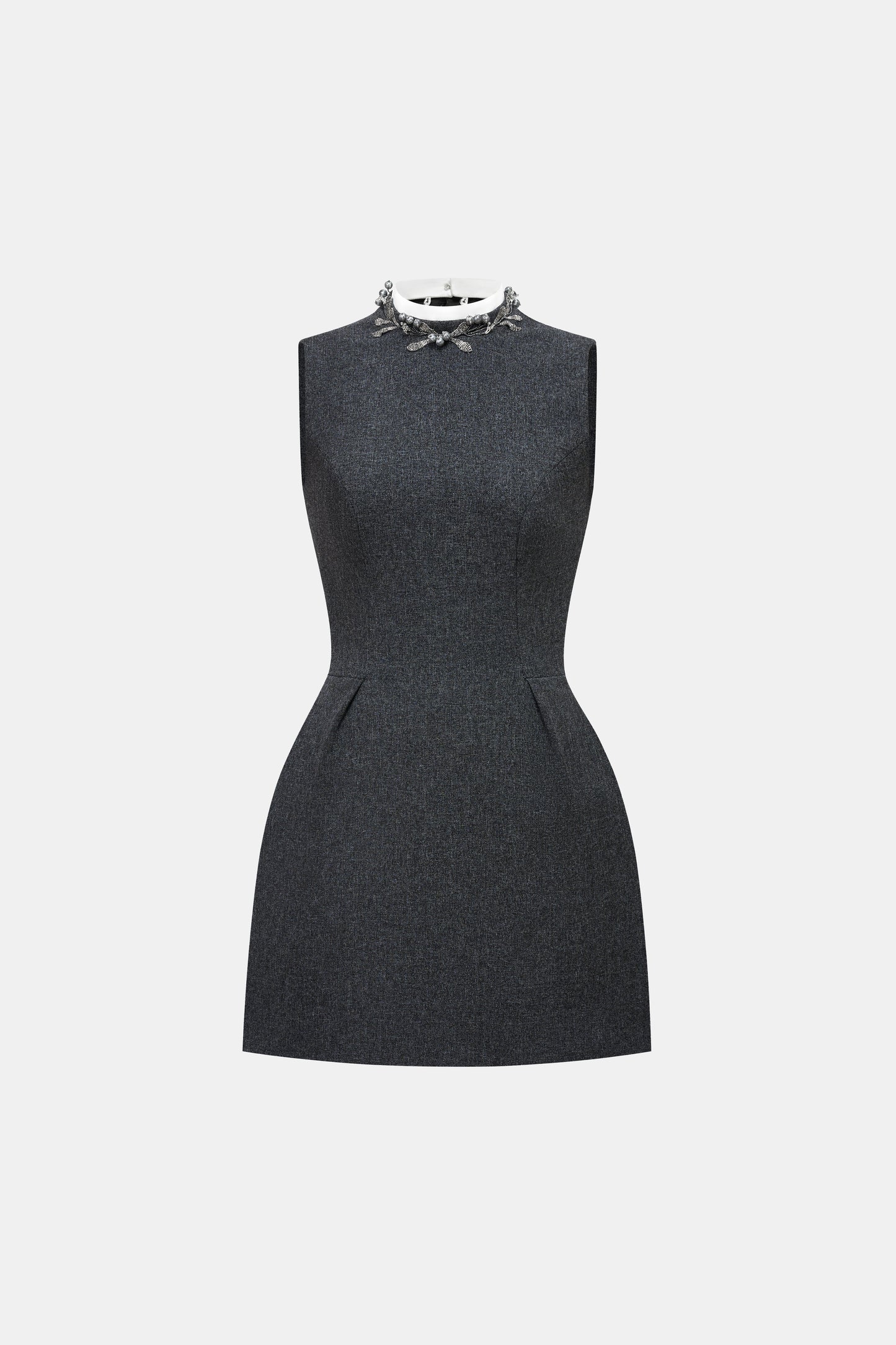 Sleeveless Embellished Neck Mini Dress