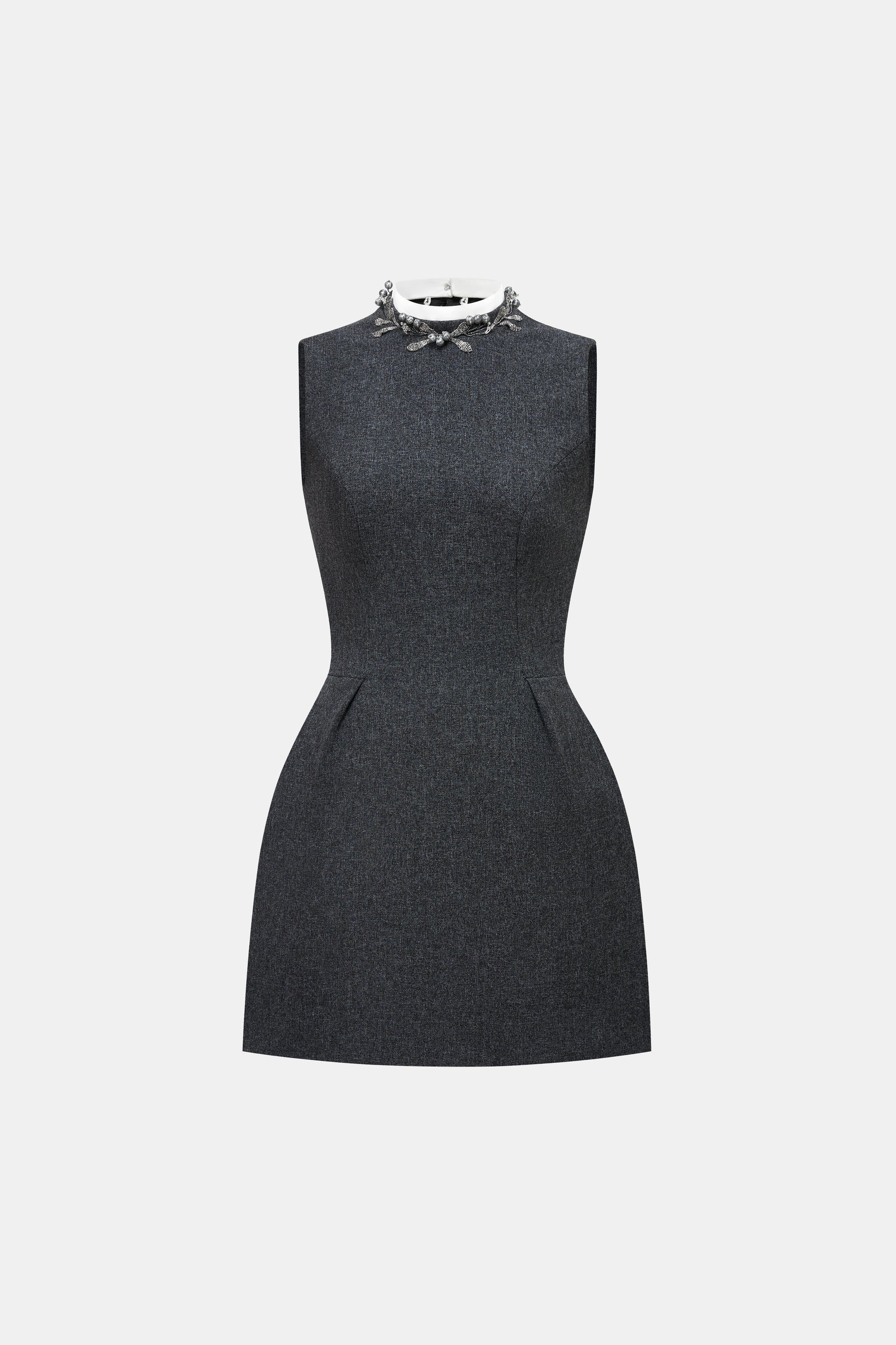 Sleeveless Embellished Neck Mini Dress