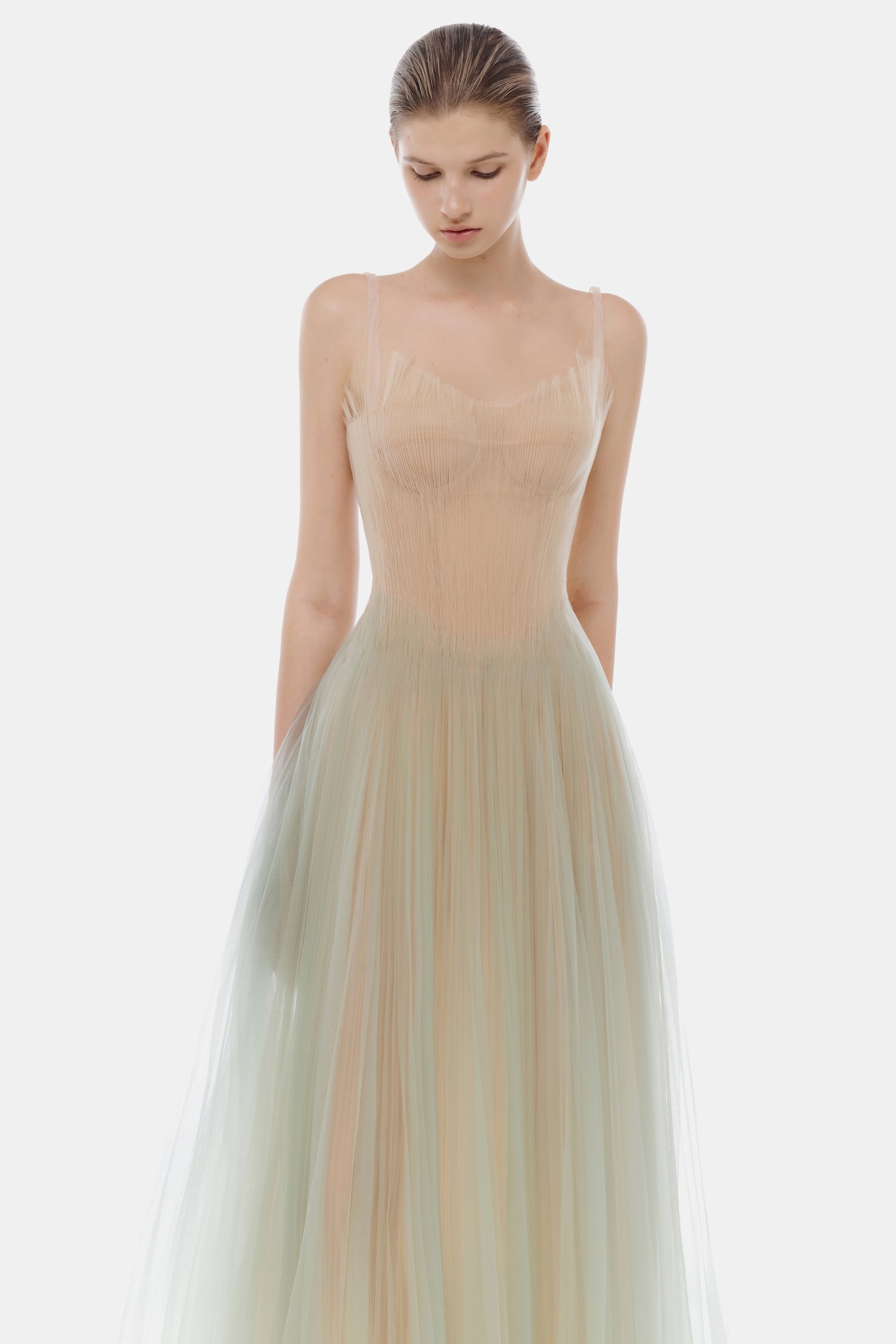 Mint Corset Tulle Midi Dress