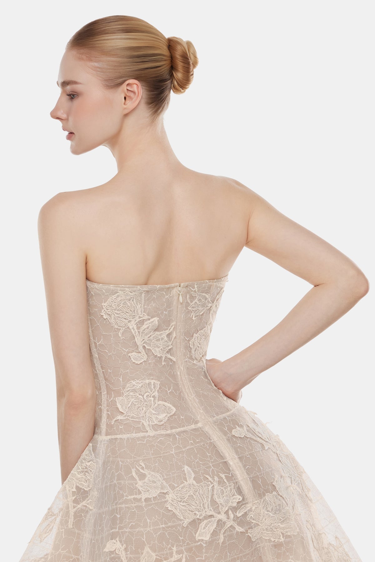 Ivory Floral Appliqué Mini Dress