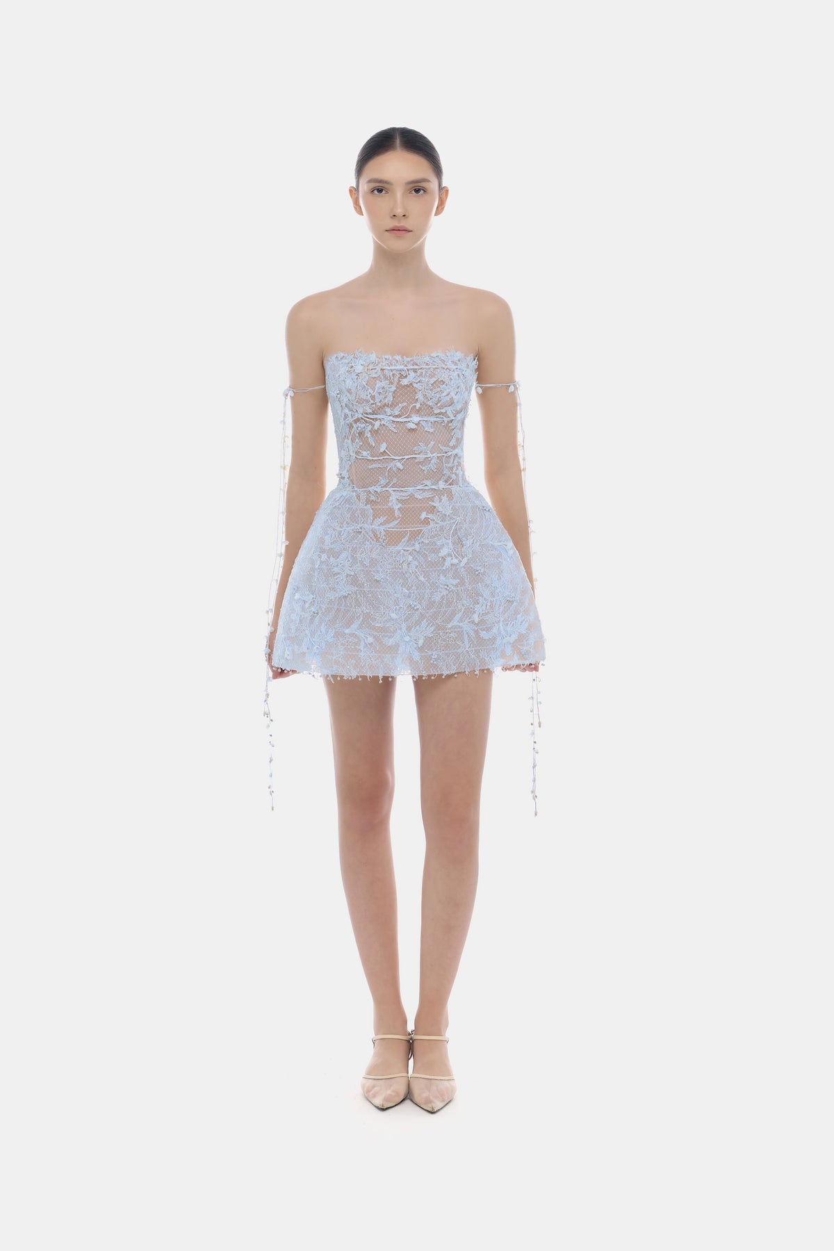 Blue Floral String Mini Dress
