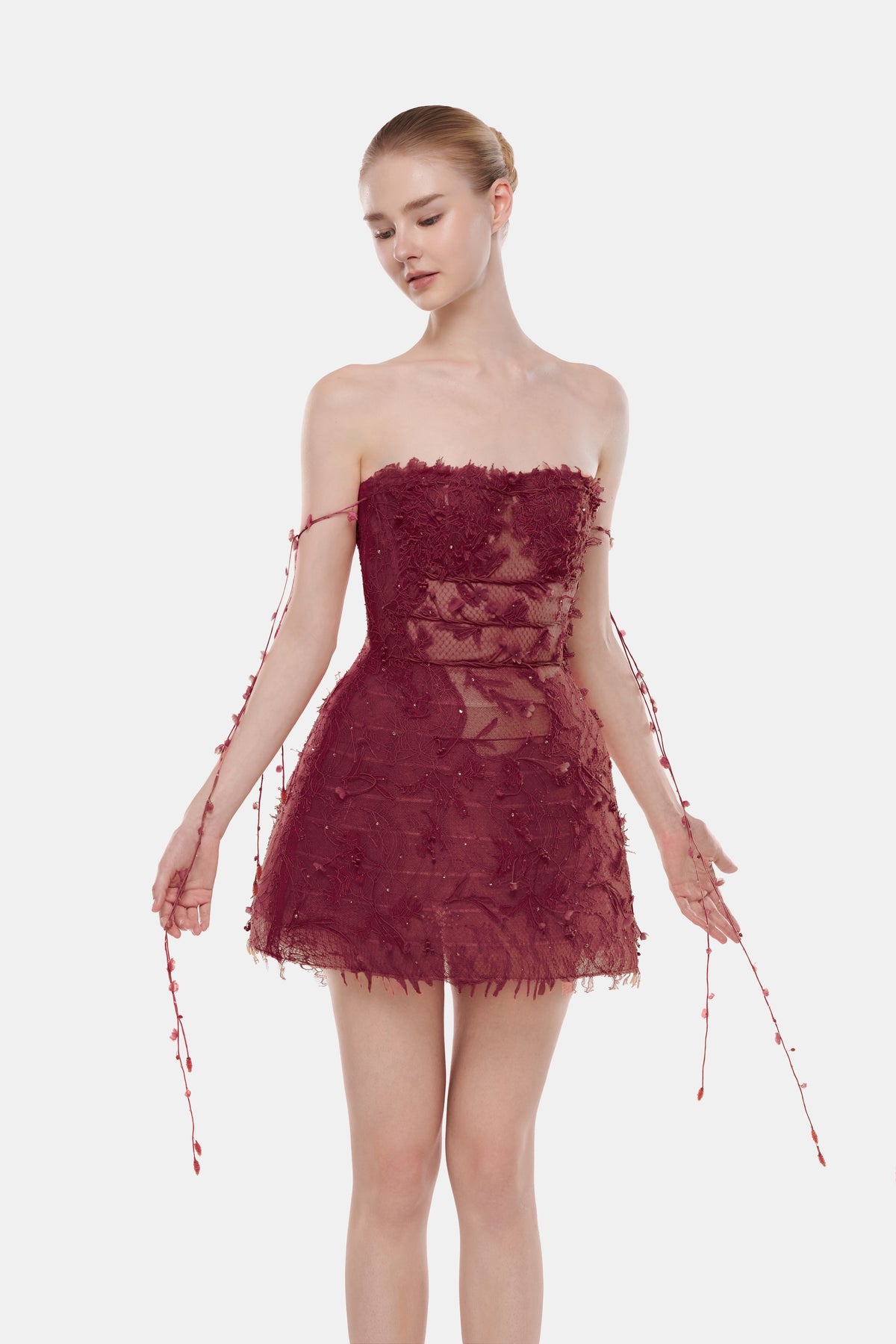 Wine Floral String Mini Dress