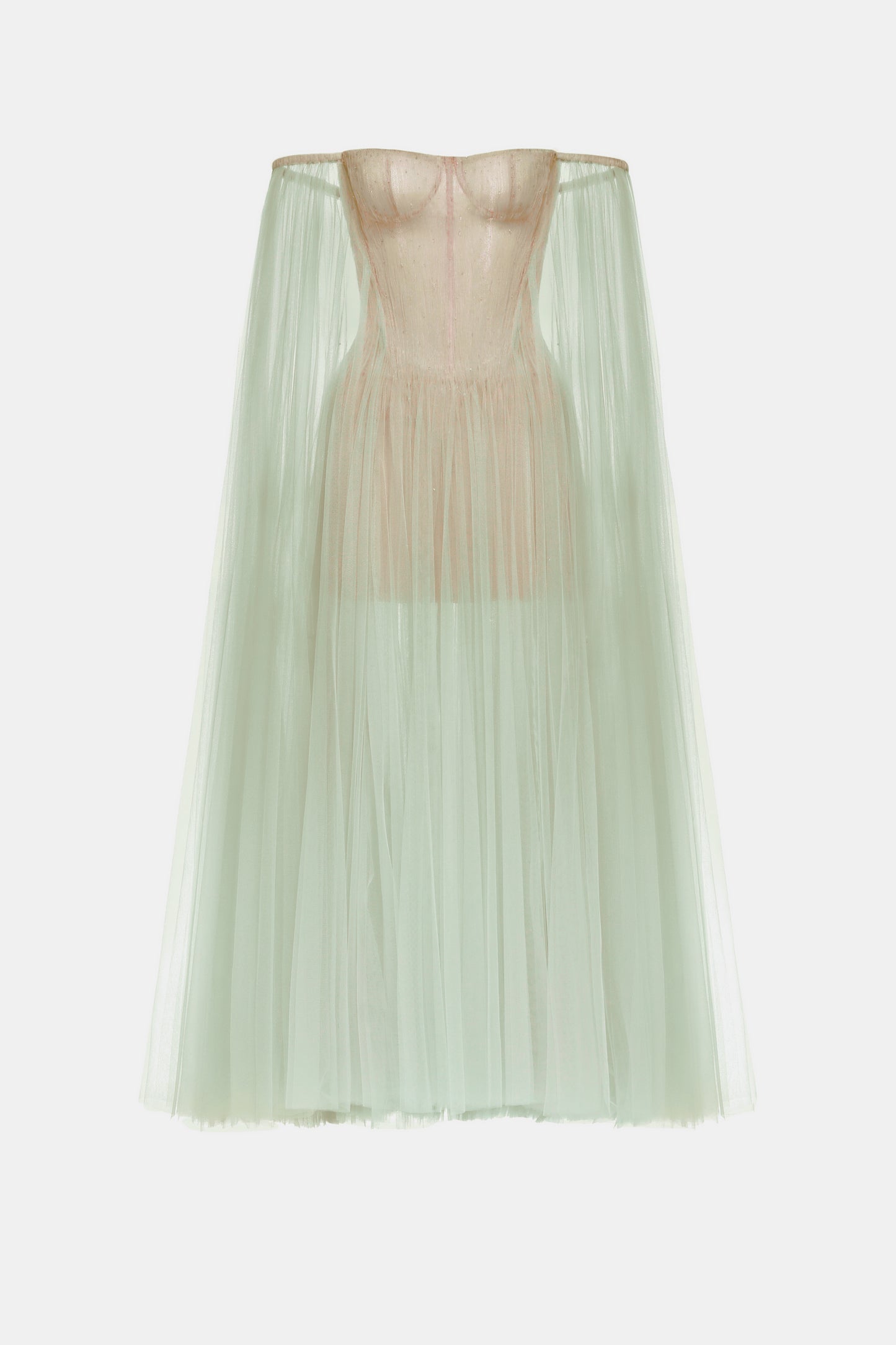Mint Tulle Off-shoulder Midi Dress