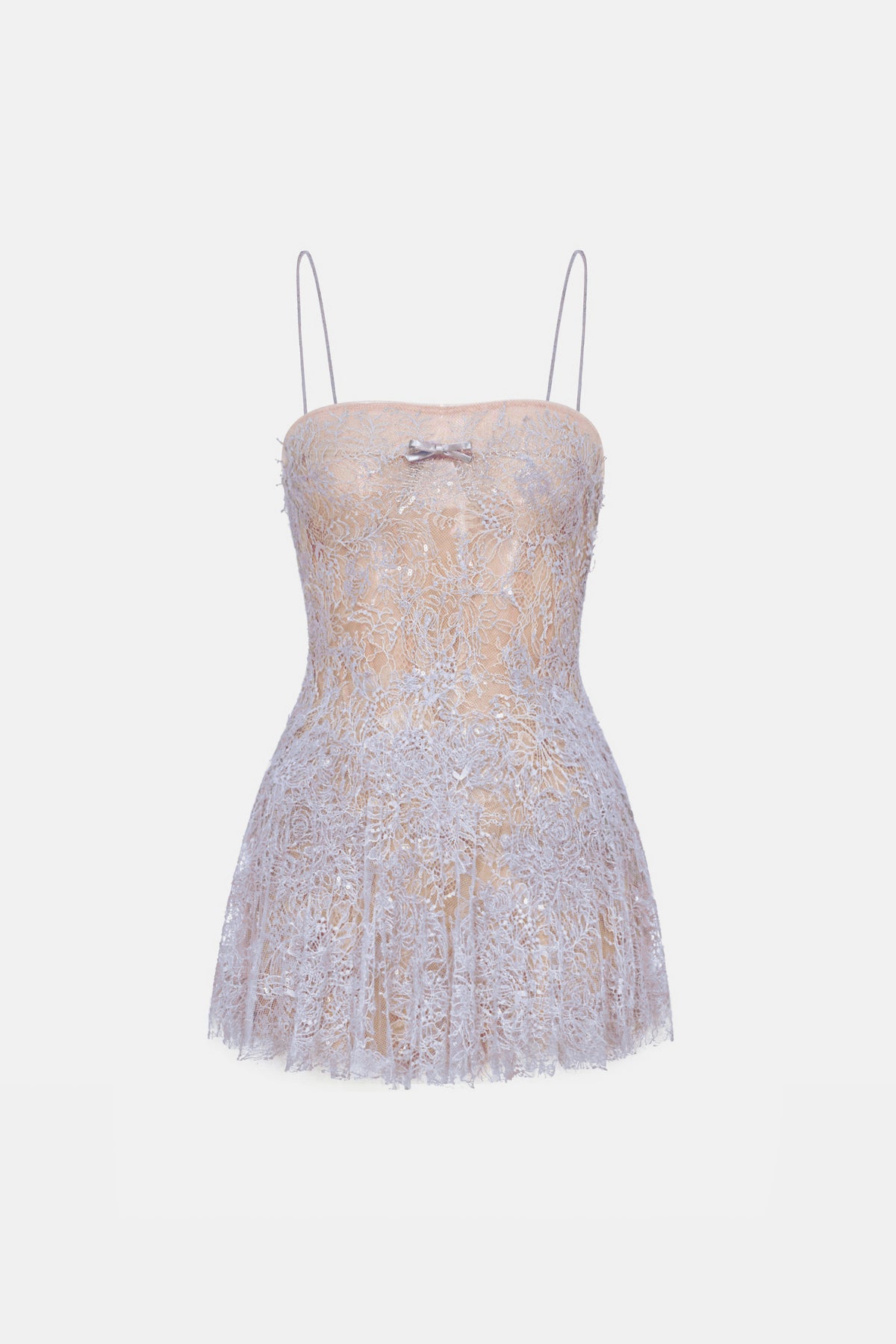 Violet Straight Neckline Pleat Mini Dress