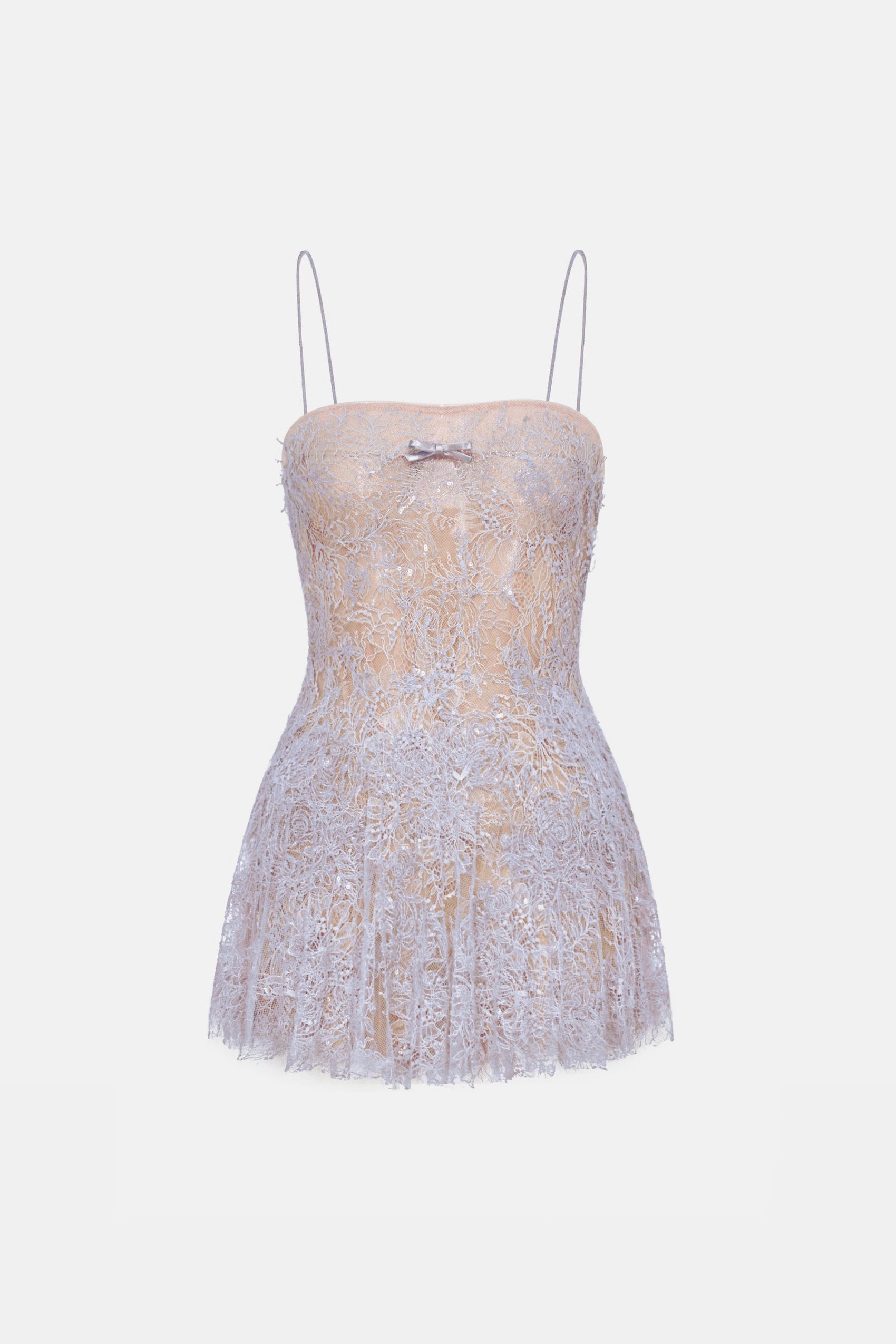 Violet Straight Neckline Pleat Mini Dress