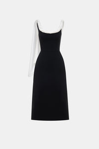 Black Scarf Low Back Midi Dress