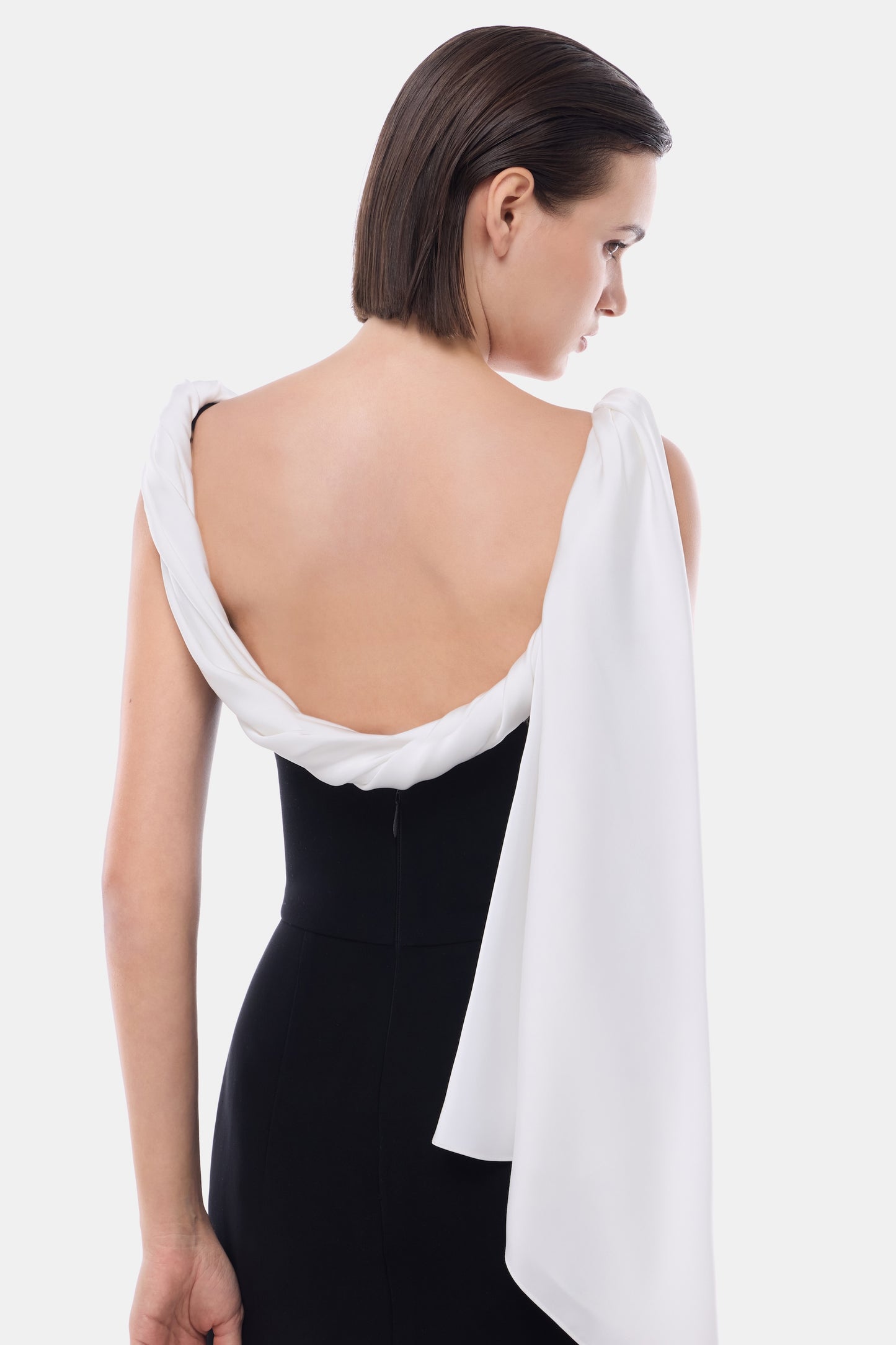 Black Scarf Low Back Midi Dress