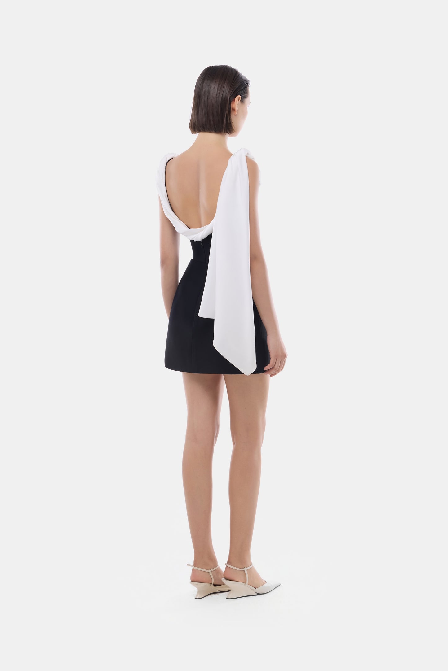 Black Scarf Low Back Mini Dress