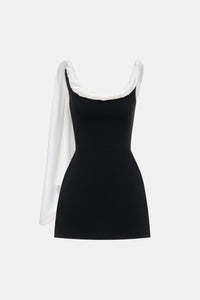 Black Scarf Low Back Mini Dress