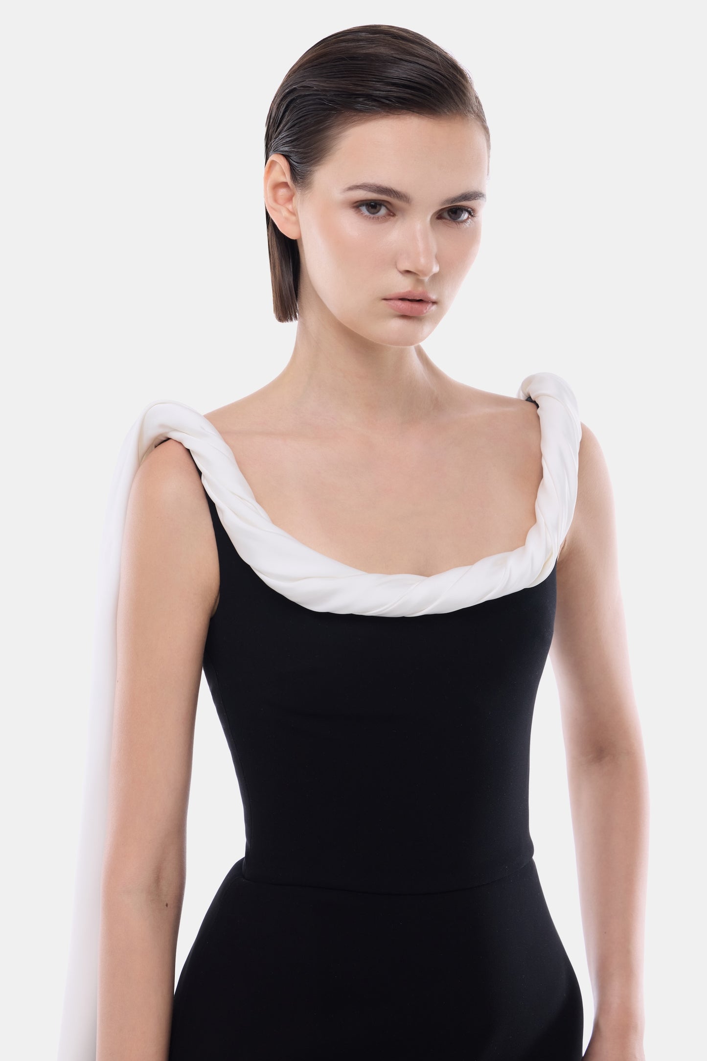 Black Scarf Low Back Maxi Dress