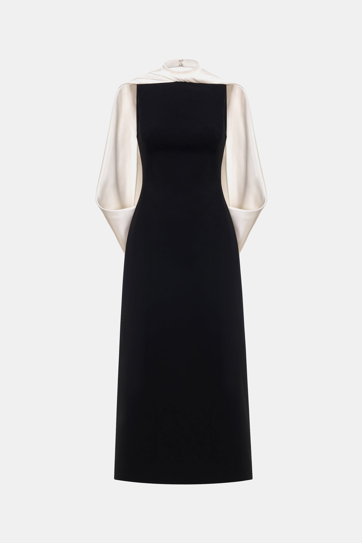 Black Scarf Mock Neck Maxi Dress