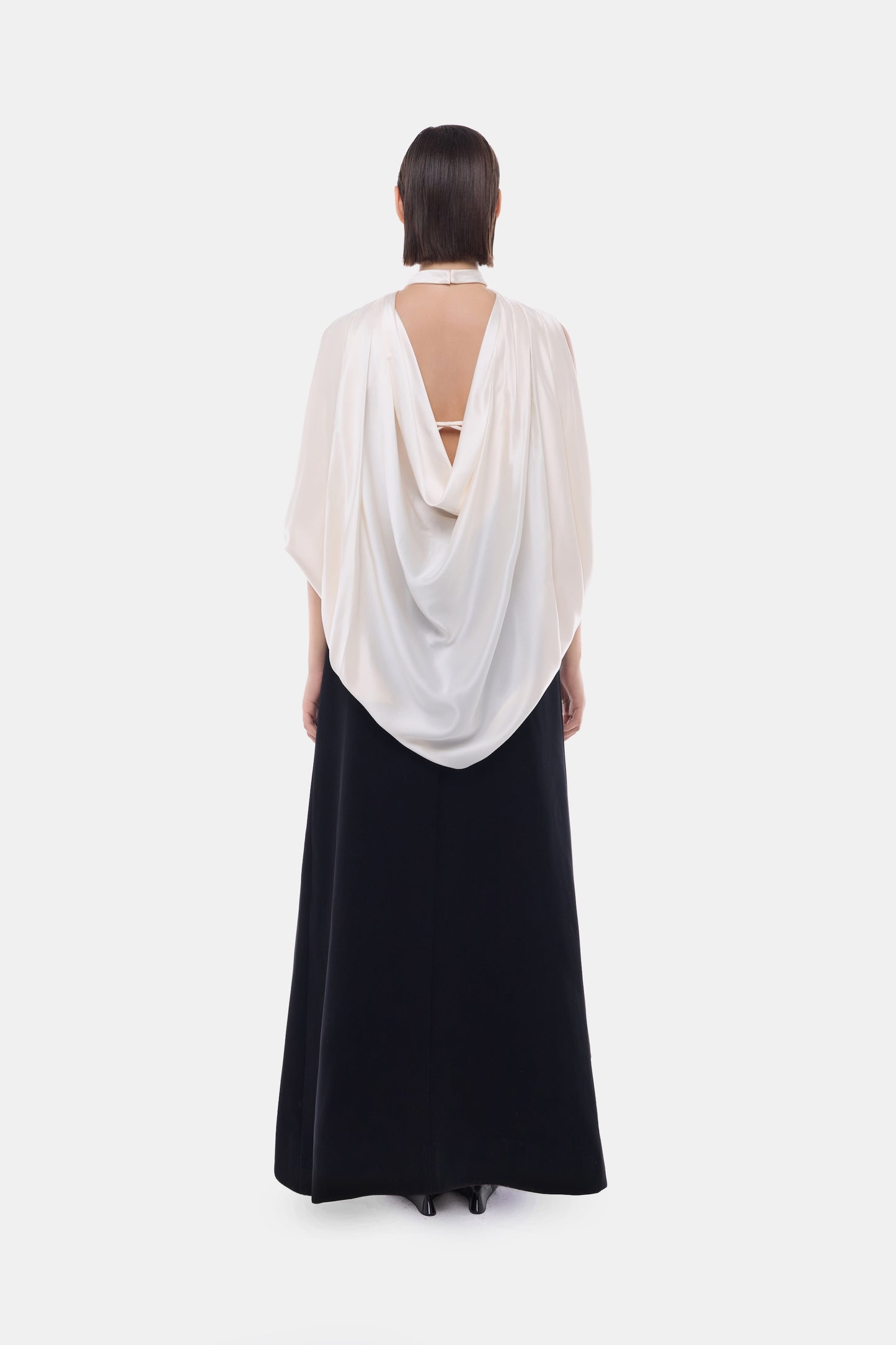 Black Scarf Mock Neck Midi Dress