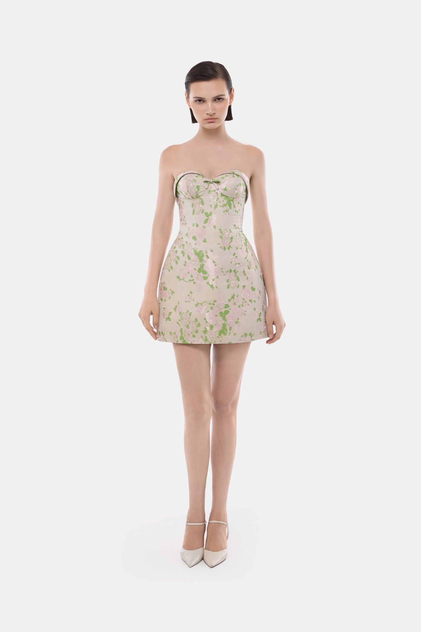 Pastel Floral Corsetry Tube Mini Dress