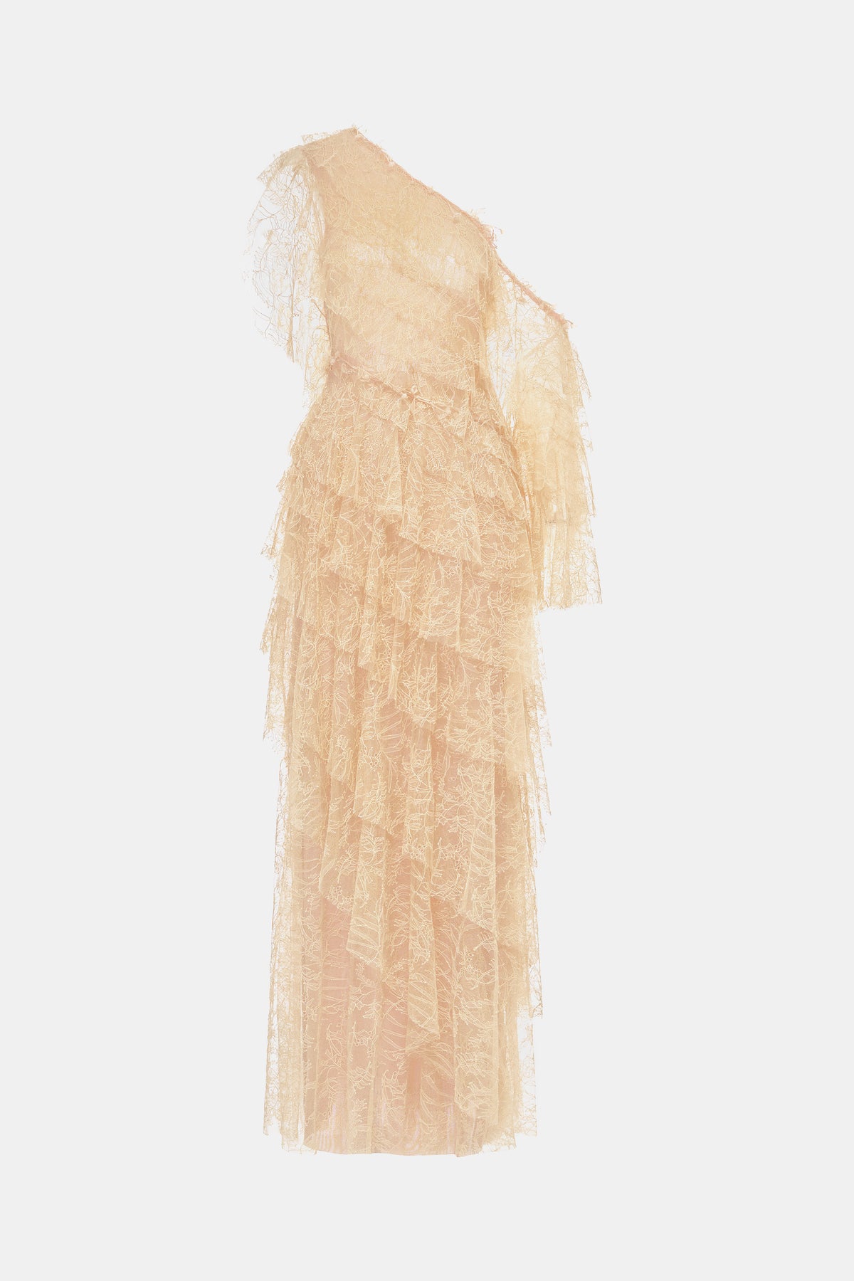 Beige Tiered Asymmetrical Dress