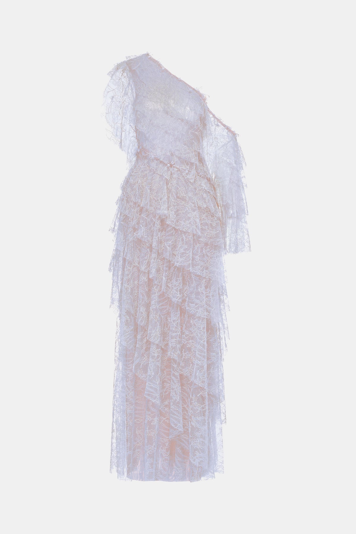 Violet Tiered Asymmetrical Cascading Dress