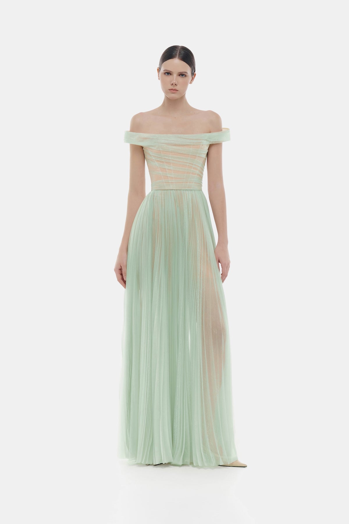Mint Off-shoulder Maxi Dress