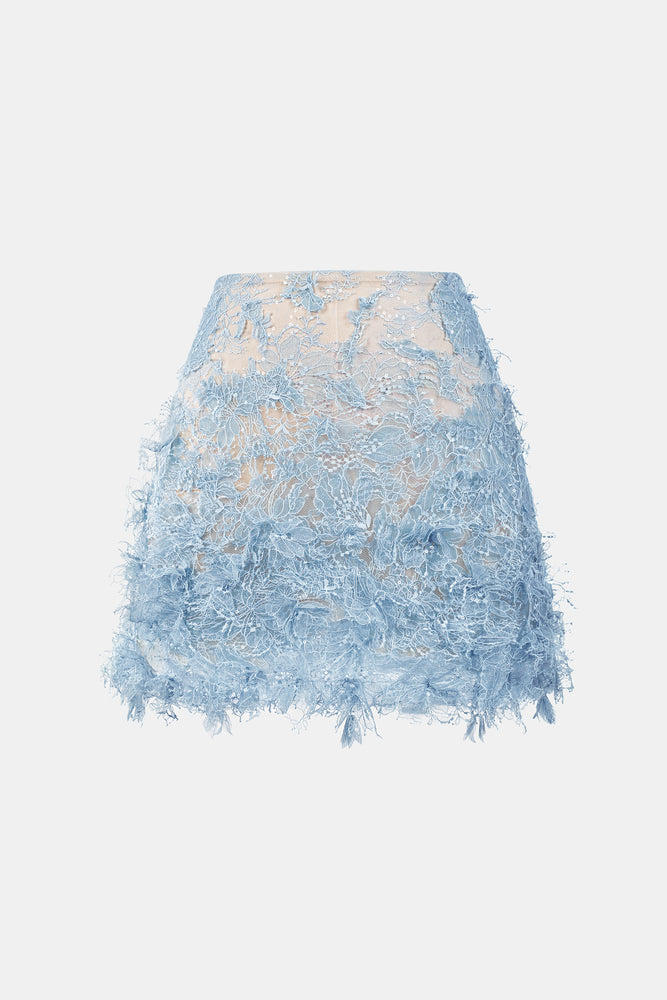 Blue Beaded Lace Skirt