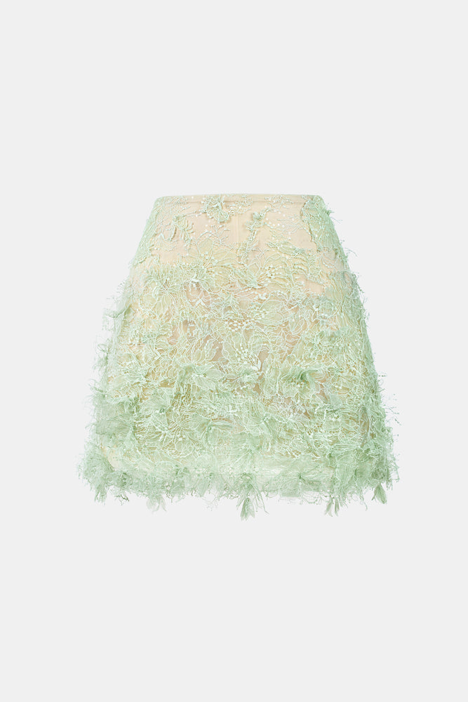 Mint Beaded Lace Skirt