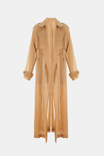 Camel Linen Trench Coat