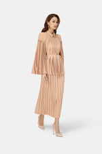 Camel Pleated Cape Jacket